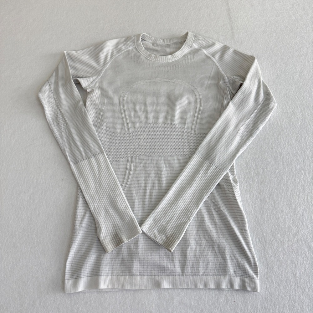 Lululemon Swiftly Tech Long Sleeve Women Size 6 White Striped